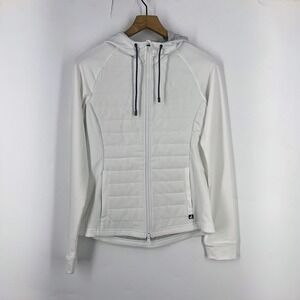 Swannies Womens White Hybrid Quilted Full Zip Hoodie Performance Golf Jacket S